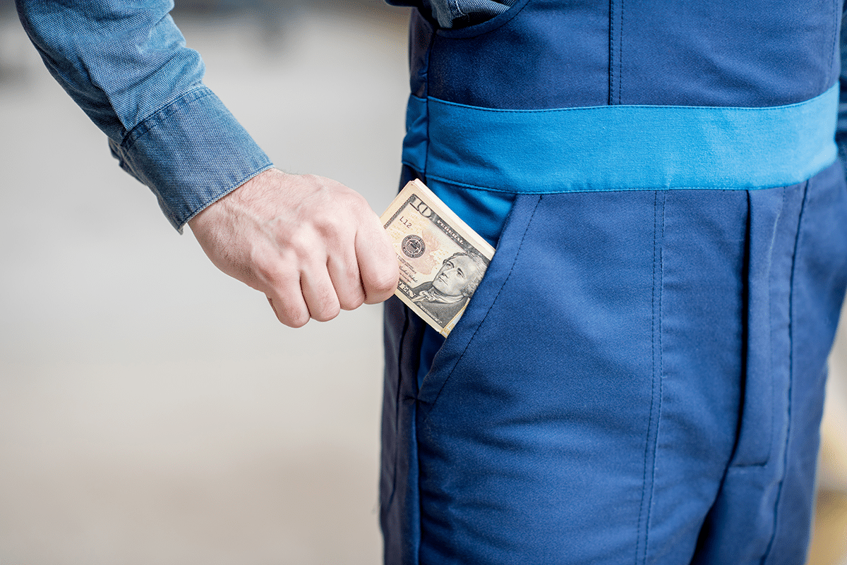 A federal worker receiving a payment